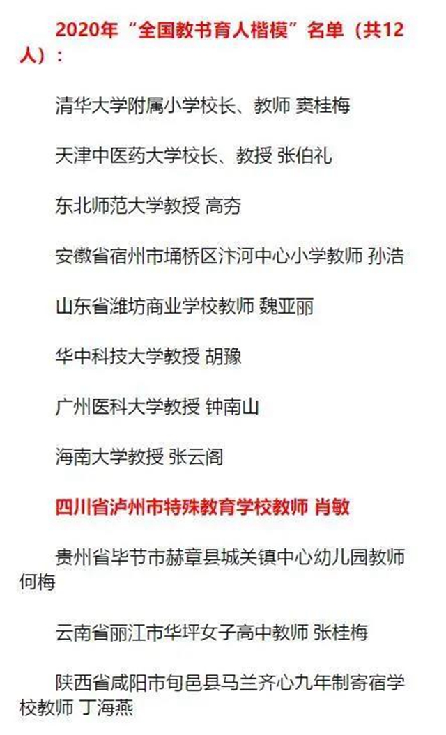 四川唯一！與鐘南山一起，江陽教師肖敏獲評“全國教書育人楷?！?圖1)