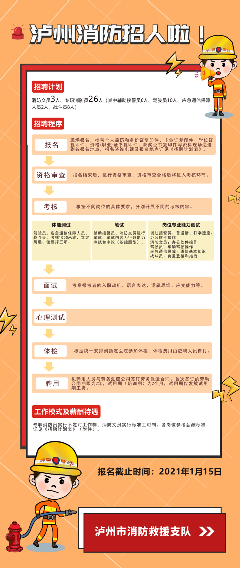 招聘丨瀘州消防招人啦！文員、戰(zhàn)斗員、駕駛員、接警員...總有你喜歡的崗位！