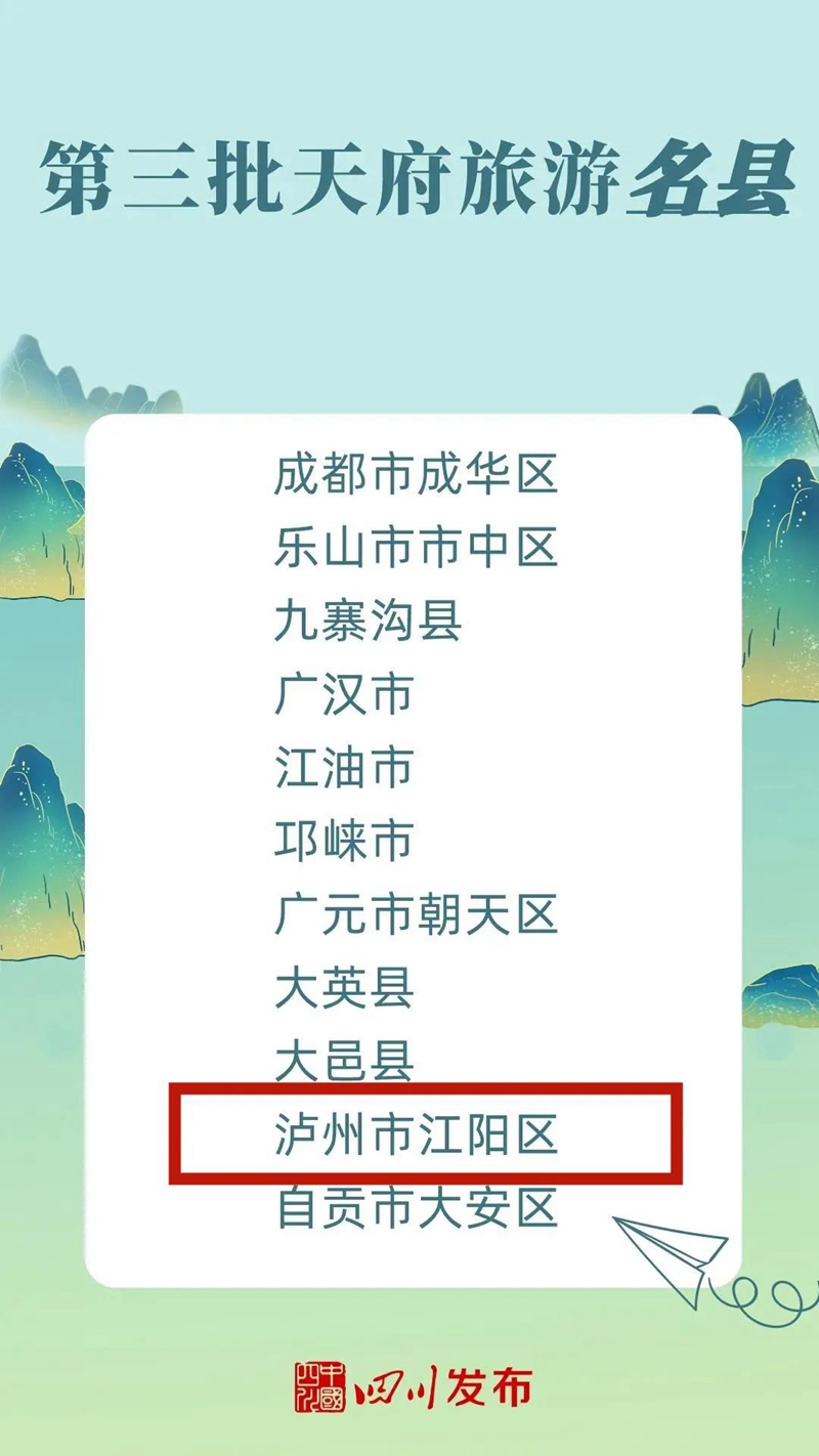 第三批天府旅游名縣、首批天府旅游名牌公布，瀘州這些入選！(圖1)